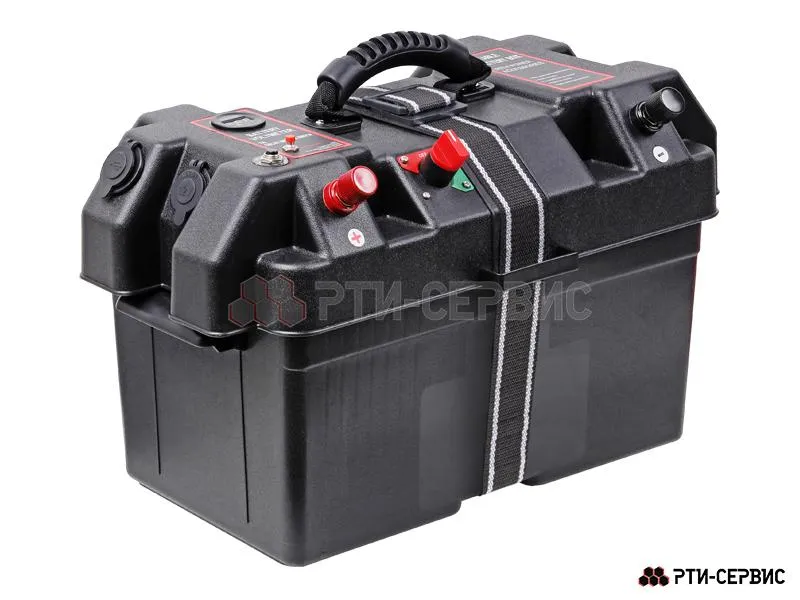 Бокс для аккумулятора с разъёмами 12V (прикуриватель), 2 USB (2.1A + 1A) + вольтметр