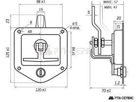 Замок врезной с ключом и Т-образной ручкой, SS